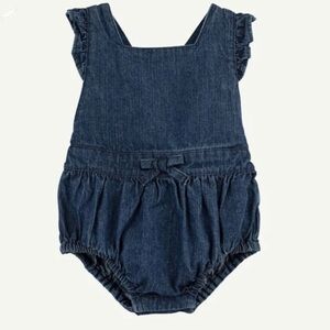 Oliver & Rain Denim Romper | Baby 3 Months | Organic Cotton | Blue | Summer